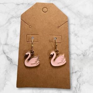 Pink Swan Earrings